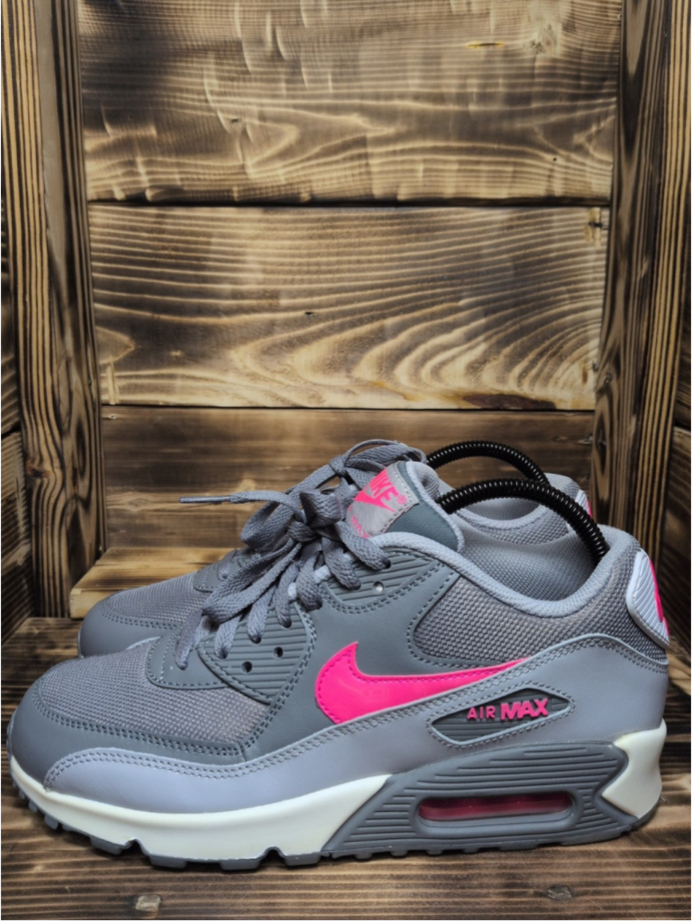 Nike Air Max 90 Kids 7Y Grey Pink 724855-007 Sneakers Athletic Running Shoes